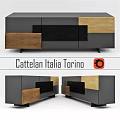 Modern Cattelan Italia Torino Dresser With Black Gray And Wooden Details