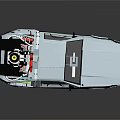Retro Sci Fi Car Model With Silver Body Gull Wing Doors And Roof Equipment