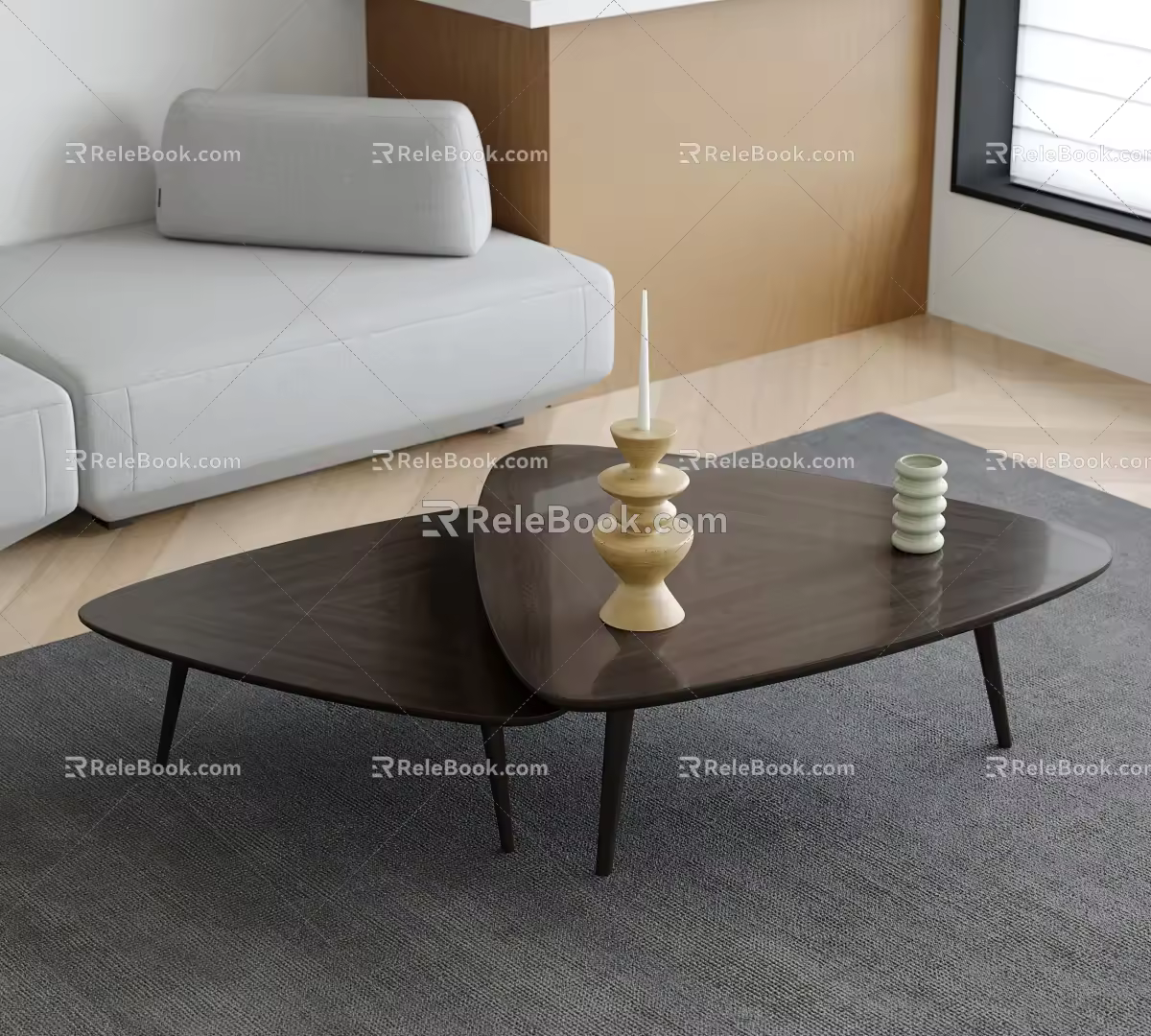 arflex coffee table solid wood mother and child coffee table desktop decoration shaped coffee table triangle coffee table 3d model