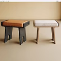 Modern Sofa Stool Fabric Square Sofa Stool Shoe Changing Stool Low Stool 3d model
