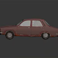 Red Vintage Sedan Car With Classic Front Grille And Headlights Reflection