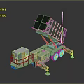 Military Mobile Missile Launch System With Trailer Chassis Tilted Launch Rack And Control Cabin 3d model