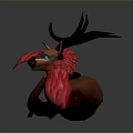 3D Low Poly Deer with Blue Eyes and Red Tail in Dynamic Pose