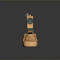 Futuristic Sci Fi Pistol With Copper Grip Green Energy Cells And Mechanical Pipes Design