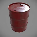 Industrial Equipment Red Metal Barrel With Yellow Warning Sign For Storage