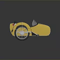 Classic Yellow Motorcycle With Black Leather Seat Retro Sidecar And Chrome Details