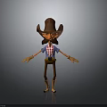 Cartoon Cowboy Character With Brown Hat Plaid Shirt And Outstretched Arms