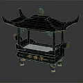 Traditional Chinese Pagoda Style Black Incense Burner With Carved Base And Gold Accents