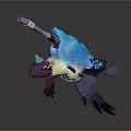 Blue Fantasy Turtle Character With Ice Blue Shell And Cannon On Back 3d model