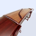 Vintage and Traditional Musical Instruments Featuring Phonograph and Guzheng with Wooden Frames and Brass Horn