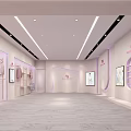 Pastel Pink And White Clothing Store Interior With Display Shelves Hanging Clothes And Modern Lighting
