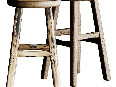 Set of Two Wooden Leisure Chairs With Natural Grain And Crossed Leg Design 3d model