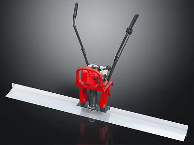 Red Concrete Screed Machine With Black Handles And White Long Plate 3d model