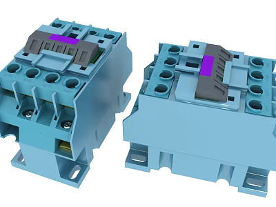 Blue Industrial Contactor Equipment With Multiple Holes And Connection Components 3d model