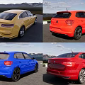 Various Colored Stylish Cars In Different Models With Mountain Outdoor Backdrop