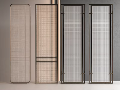 Modern Room Dividers With Metal Frames And Grid Pattern Textured Panels 3d model