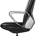 Modern Black Leather Office Chairs With Metal Armrests And Wheeled Base