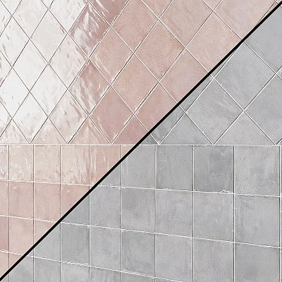 Pink Diamond and Gray Square Tile Components with Diagonal Wall Contrast Pattern 3d model