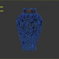 Traditional Furniture Decorative Vase with Black Openwork Design and Red Wooden Accents
