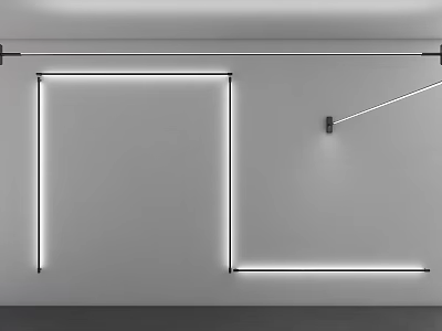 Modern Decorative LED Strip Lights With Geometric Shapes On Gray Wall 3d model