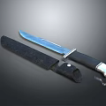 High Quality Fixed Blade Weapon Knife With Black Handle And Leather Sheath 3d model