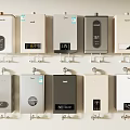 Assorted Wall Mounted Water Heaters With Digital Displays And Different Designs 3d model