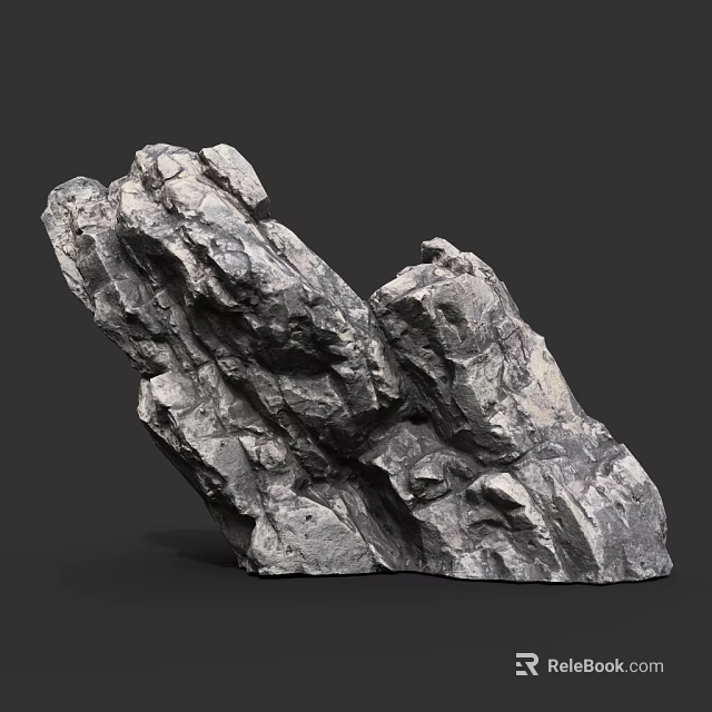 Natural Gray Stone Decorative Piece With Rough Texture And Irregular Rock Formation 3d model 