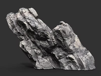 Natural Gray Stone Decorative Piece With Rough Texture And Irregular Rock Formation 3d model