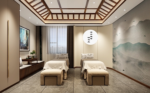 New Chinese Beauty Salon Room SPA Club Room Massage Room 3d model