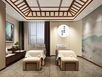 New Chinese Beauty Salon Room SPA Club Room Massage Room 3d model