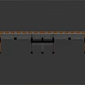 3D Technical Platform With Black Orange Grid Square Modules And Wiring