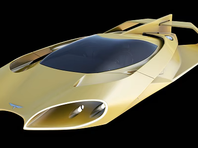 Golden Futuristic Sports Car With Sleek Aerodynamic Body Transparent Roof And Unique Headlights 3d model