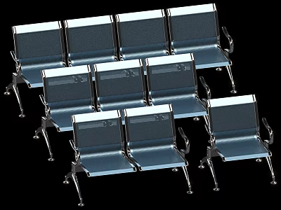 Modern Public Chairs With Metal Frame And Mesh Backrest For Public Areas 3d model