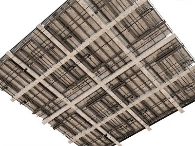 Suspended Ceiling Metal Frame Grid Structure with Support Beams Installation Design 3d model