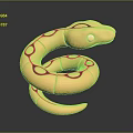 Golden Coiled Snake Sculpture With Shiny Surface And Black Spots On Dark Background