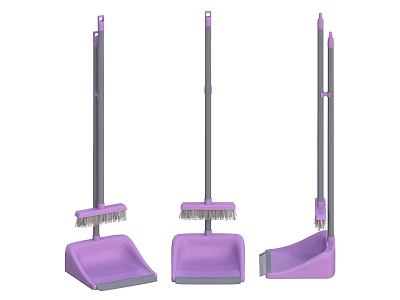 Purple Broom And Dustpan Cleaning Tools Set For Home Cleaning 3d model