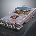 Rusty Vintage Classic Car With Exposed Engine And Weathered Corroded Exterior 3d model