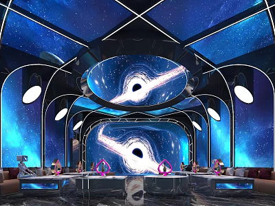 Starry Sky Themed KTV Room With Futuristic Screens And Lights 3d model