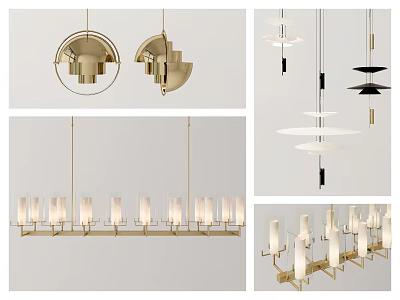 Modern Metal Chandeliers With Geometric Designs And Various Styles For Home Decor 3d model