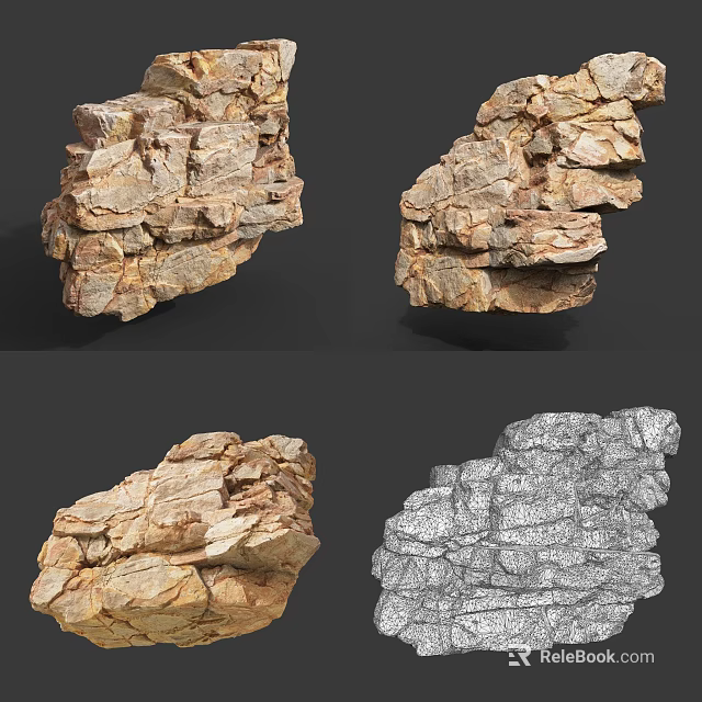 Natural Wood And Stone Decorative Elements With Rich Texture For Interior Design 3d model