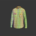 Green Plaid Long Sleeve Shirt With Chest Pockets For Casual Outfit