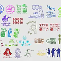 Vibrant Red Decorative Wall Decor with Pizza Drinks Characters and Various Stickers