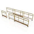 Gold Metal Safety Guardrails With Railings And Base For Walkway