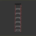 Sturdy Red Step Ladder With Multiple Steps And Black Top Finish Design 3d model