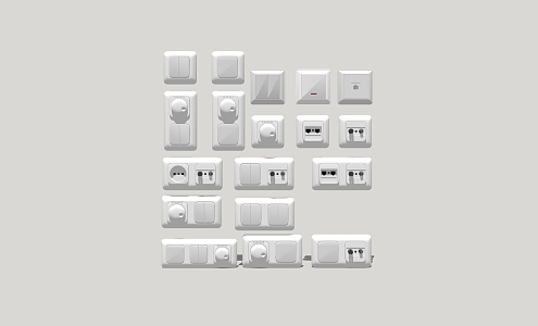 Switch socket panel combination 3d model