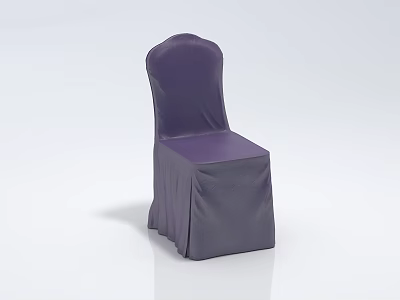 Elegant Purple Upholstered Dining Chair With Full Coverage Fabric Chair Cover Design 3d model