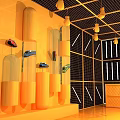 LI-NING Modern Exhibition Booth Design With Metal Frame Lighting And Glass Displays