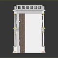 Classical Architectural Model Detailed White Structure With Yellow Accents Archway Windows And Columns