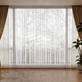 French Cream Curtain Cloth Curtain Gauze Curtain 3d model