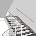 Modern Staircase Design With Wooden Handrail Metal Railings And Concrete Steps